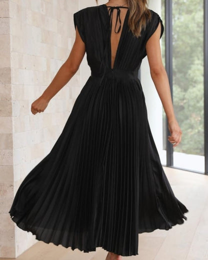 49% OFF💃 Drapiertes Faltenrockkleid mit V-Ausschnitt