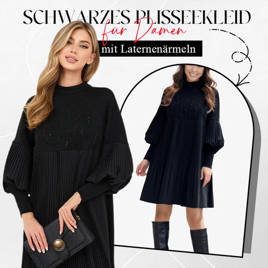 2025 Neues Design✨Damenkleid in Übergröße mit Laternenärmeln und Stehkragen🌈👗