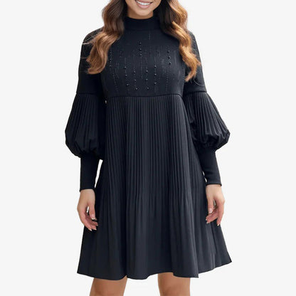 2025 Neues Design✨Damenkleid in Übergröße mit Laternenärmeln und Stehkragen🌈👗