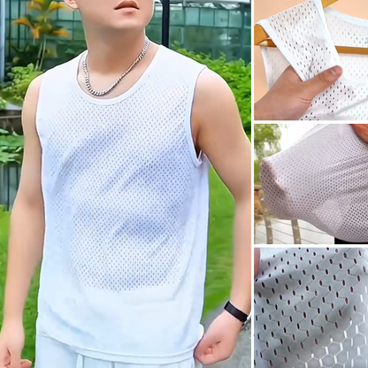 Men's Ice Silk Mesh Breathable Quick Drying Athletic Tank Top