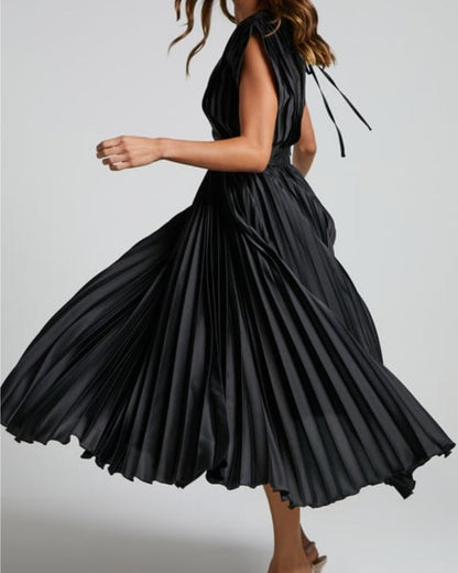 49% OFF💃 Drapiertes Faltenrockkleid mit V-Ausschnitt