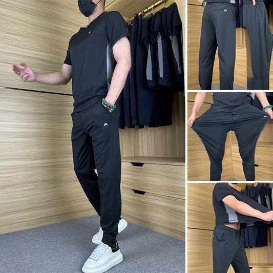 🎁Zweiteiliges Sport-Set für Herren: Kurzarm-T-Shirt & Lange Hose