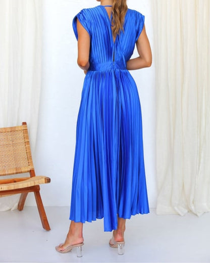 49% OFF💃 Drapiertes Faltenrockkleid mit V-Ausschnitt