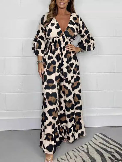 🔥Hot Sale 49% Off🍃Leopard print V-neck jumpsuit