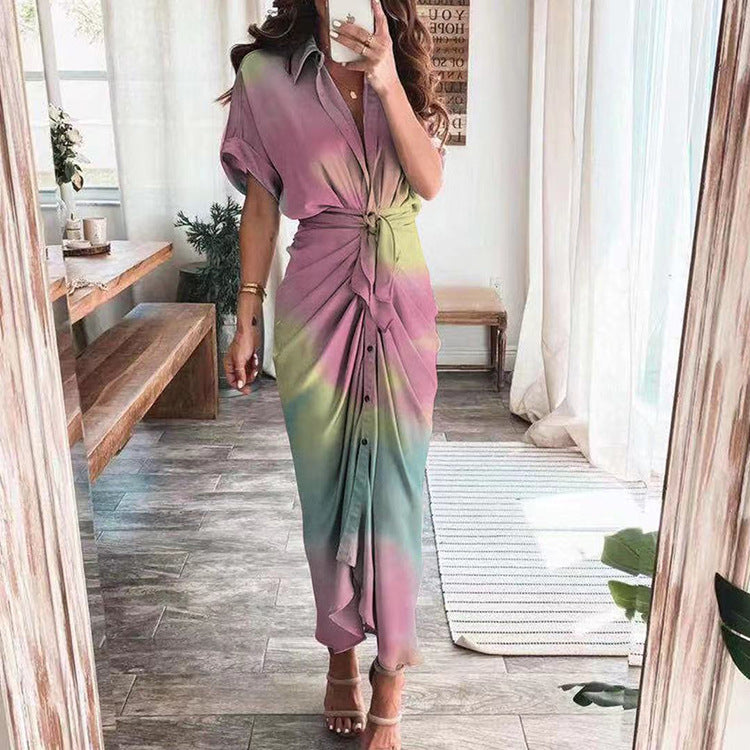 💕Hemdkleid mit Knöpfen aus Satin für Damen