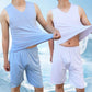 Unterhemd mit V-Ausschnitt & Shorts aus Eisseide 2-teiliges Set für Herren