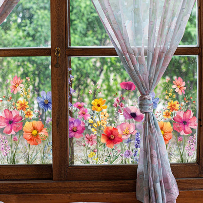 💐Neujahr Heißer Verkauf 50% Rabatt💞 Bunter Blumenstrauß Fenster Sticker🖼️ (Frei zuschneidbar)
