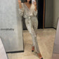🌟💄Glitzernde Damen Jumpsuits mit V-Ausschnitt und Gürtel