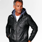 Herrenjacke aus PU-Leder mit Reißverschluss und Kapuze