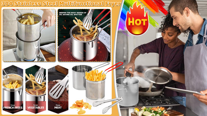 🔥Heißer Verkauf🔥304 Stainless Steel Deep Frying Pot Kitchen Fryer