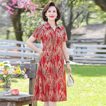 Modisches kurzärmeliges Kleid mit Revers und Taschen für Damen