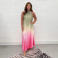 🌈49% Rabatt 🎉Gefaltetes Neckholder-Kleid mit Farbverlauf