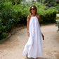 Einfarbiges, lockeres, atmungsaktives Neckholder-Kleid