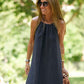 Einfarbiges, lockeres, atmungsaktives Neckholder-Kleid