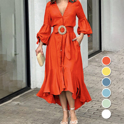 🌸Zeitlich begrenzt 43% RABATT（✈️ Kostenlose Lieferung）💕Tailliertes Kleid mit V-Ausschnitt und unregelmäßigem Saum für Damen