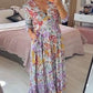 💃Sommer-Hot-Sale 57% Rabatt - Lässiges langes Kleid mit Blumendruck und V-Ausschnitt