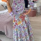 💃Sommer-Hot-Sale 57% Rabatt - Lässiges langes Kleid mit Blumendruck und V-Ausschnitt