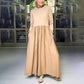 💥Zeitlich begrenzt 47% RABATT 💕Elegantes einfarbiges A-Linien-Plissee-Kleid mit Rundhalsausschnitt