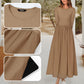💥Zeitlich begrenzt 47% RABATT 💕Elegantes einfarbiges A-Linien-Plissee-Kleid mit Rundhalsausschnitt