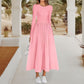 💥Zeitlich begrenzt 47% RABATT 💕Elegantes einfarbiges A-Linien-Plissee-Kleid mit Rundhalsausschnitt