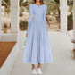 💥Zeitlich begrenzt 47% RABATT 💕Elegantes einfarbiges A-Linien-Plissee-Kleid mit Rundhalsausschnitt