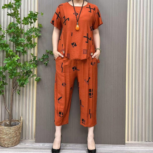 Lockeres T-Shirt 2-teiliges Set
