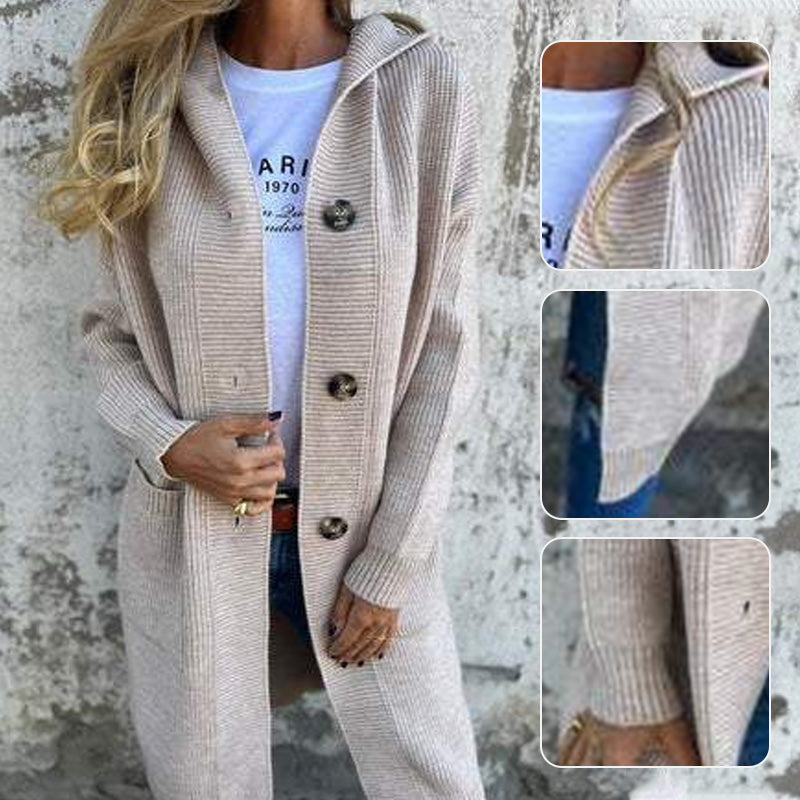 🍂Herbst-Specials🍂Knopfstrickjacke mit Kapuze für Frauen🥳Kostenloser Versand