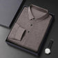 Elegantes lässiges langärmeliges T-Shirt mit 3 Knöpfen und Reverskragen für Männer