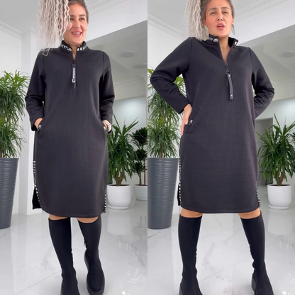 Lässiges, lockeres, übergroßes Midikleid für Damen