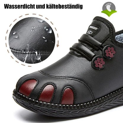 Echtes Leder verdickte warme flache Schuhe