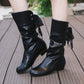 👢Damenstiefel mit Schnürung und klobigem Absatz bis zur Wadenmitte