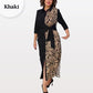 Kleid mit 3/4-Ärmeln, Farbblock-Print, Revers und Schlitz