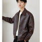 ✨Neue Ankunft✨Männer PU Leder Revers Jacke