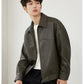 ✨Neue Ankunft✨Männer PU Leder Revers Jacke