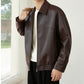✨Neue Ankunft✨Männer PU Leder Revers Jacke