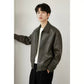 ✨Neue Ankunft✨Männer PU Leder Revers Jacke