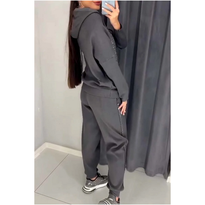 💎Heiße Neuankömmlinge💎Sweatshirt mit Kapuze und Jogginghose mit Bündchen für Damen, 2-teiliges Set