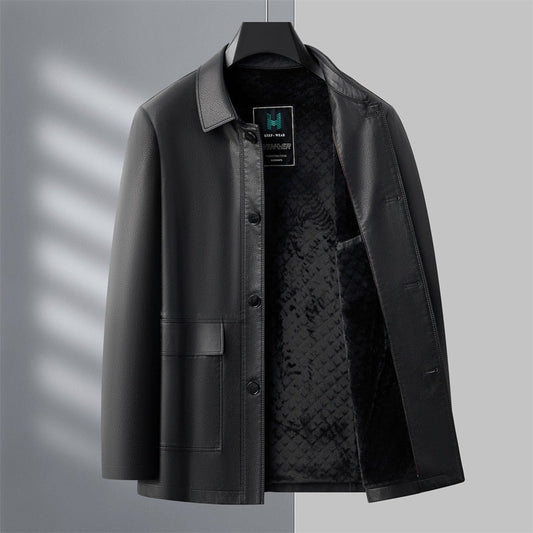 Warm gefütterte Lederjacke für Herren