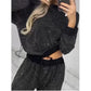 🎅Early Xmas Sales🎄Sequined Loose Fit Top und Wide Leg Pants (2-teiliges Set)
