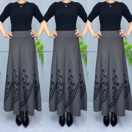 Eleganter A-Linien-Rock aus Kunstwolle mit hoher Taille für Damen
