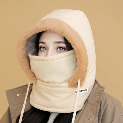 🔥🥰Verdickte Thermomütze mit Plüschfutter und Gesichtsmaske für Damen und Herren