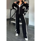 🎁Zweiteiler für Damen:✨ Gestreifte Jacke mit Reißverschluss und Freizeithose🌸