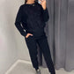 🔥Bis zu 50% Rabatt!!✨Damen Glitter Rhinestone Sweatshirt & Casual Hose 2-teiliges Set