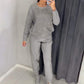 🔥Bis zu 50% Rabatt!!✨Damen Glitter Rhinestone Sweatshirt & Casual Hose 2-teiliges Set