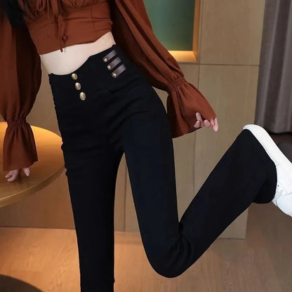 2025 Neues Design👖💖Damen Schlaghose mit hohem Bund und Plüschfutter