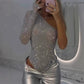 ✨💃Damen One-Shoulder-Pailletten-Bodysuit