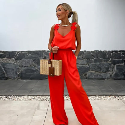 💕Was soll ich morgen anziehen?💕Ärmelloser Jumpsuit mit weitem Bein für Damen