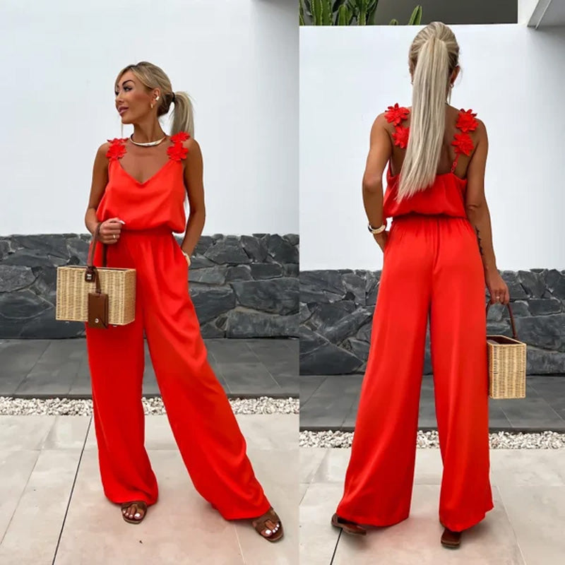 💕Was soll ich morgen anziehen?💕Ärmelloser Jumpsuit mit weitem Bein für Damen