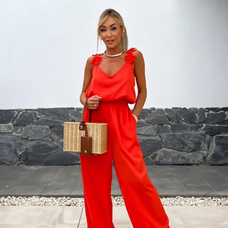 💕Was soll ich morgen anziehen?💕Ärmelloser Jumpsuit mit weitem Bein für Damen