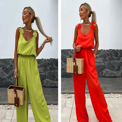 💕Was soll ich morgen anziehen?💕Ärmelloser Jumpsuit mit weitem Bein für Damen